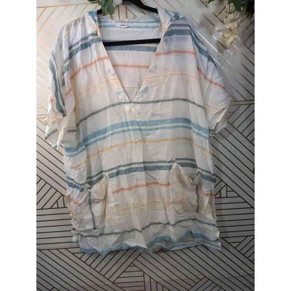 O'NEILL Women's Tava Coverup Striped Hooded Colorful Multicolor Cotton Size XS/S - Picture 3 of 7